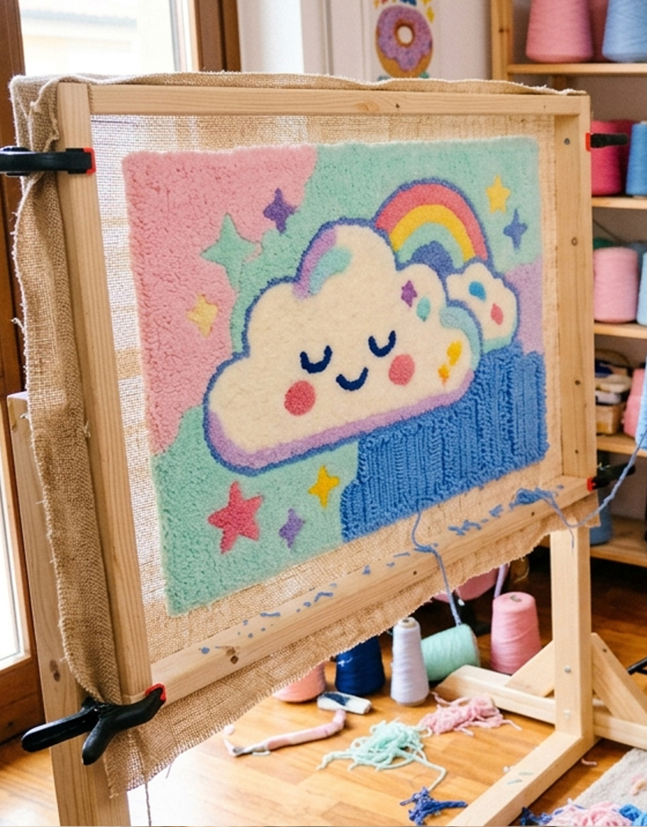 tappeto kawaii realizzato con il tufting a Roma
