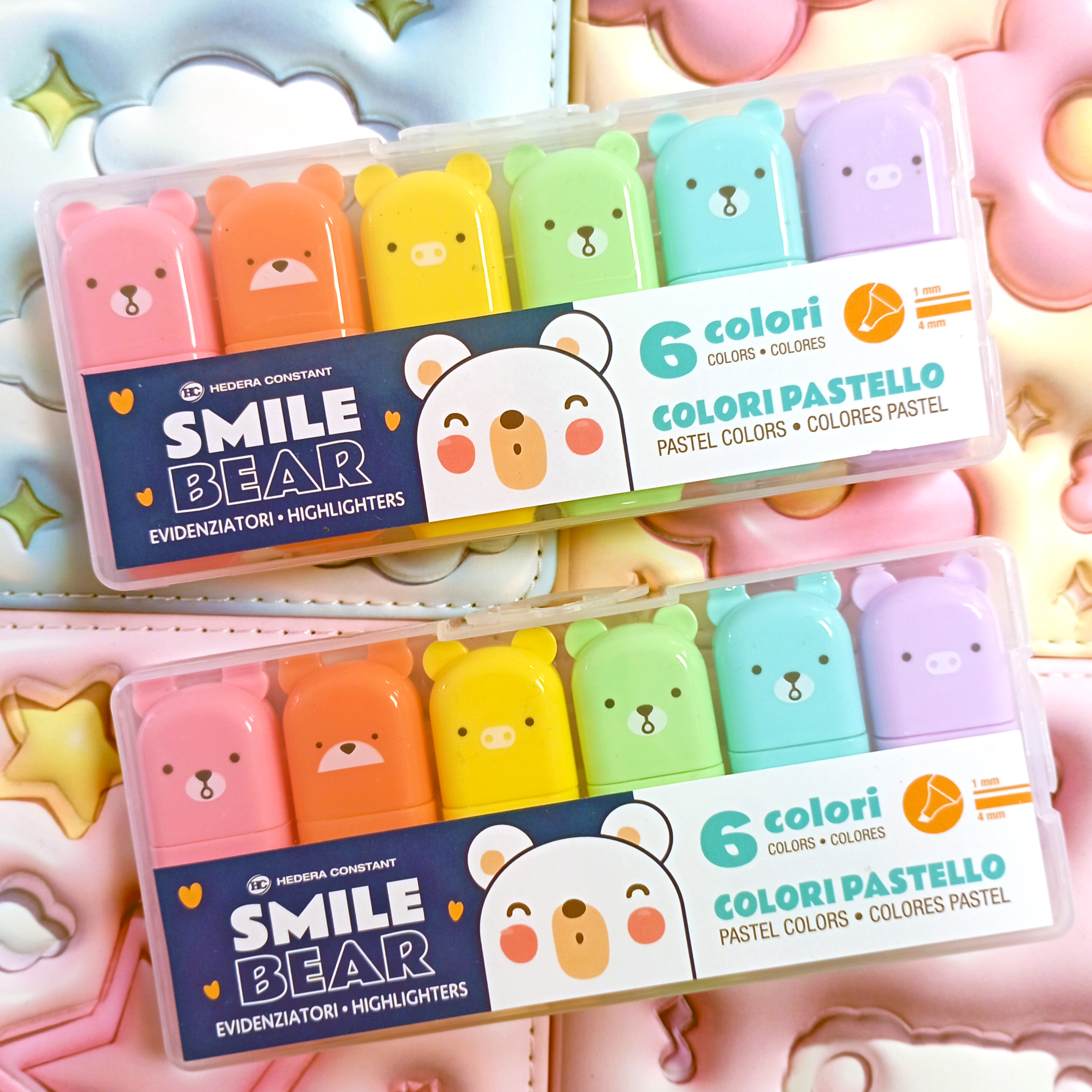 set di evidenziatori smile bear, colori pastello, orsetti adorabili - da iido a Roma