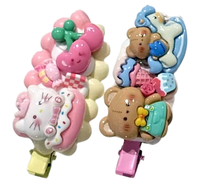 fermagli per capelli kawaii, decorati con crema decoden e charms kawaii, da iido