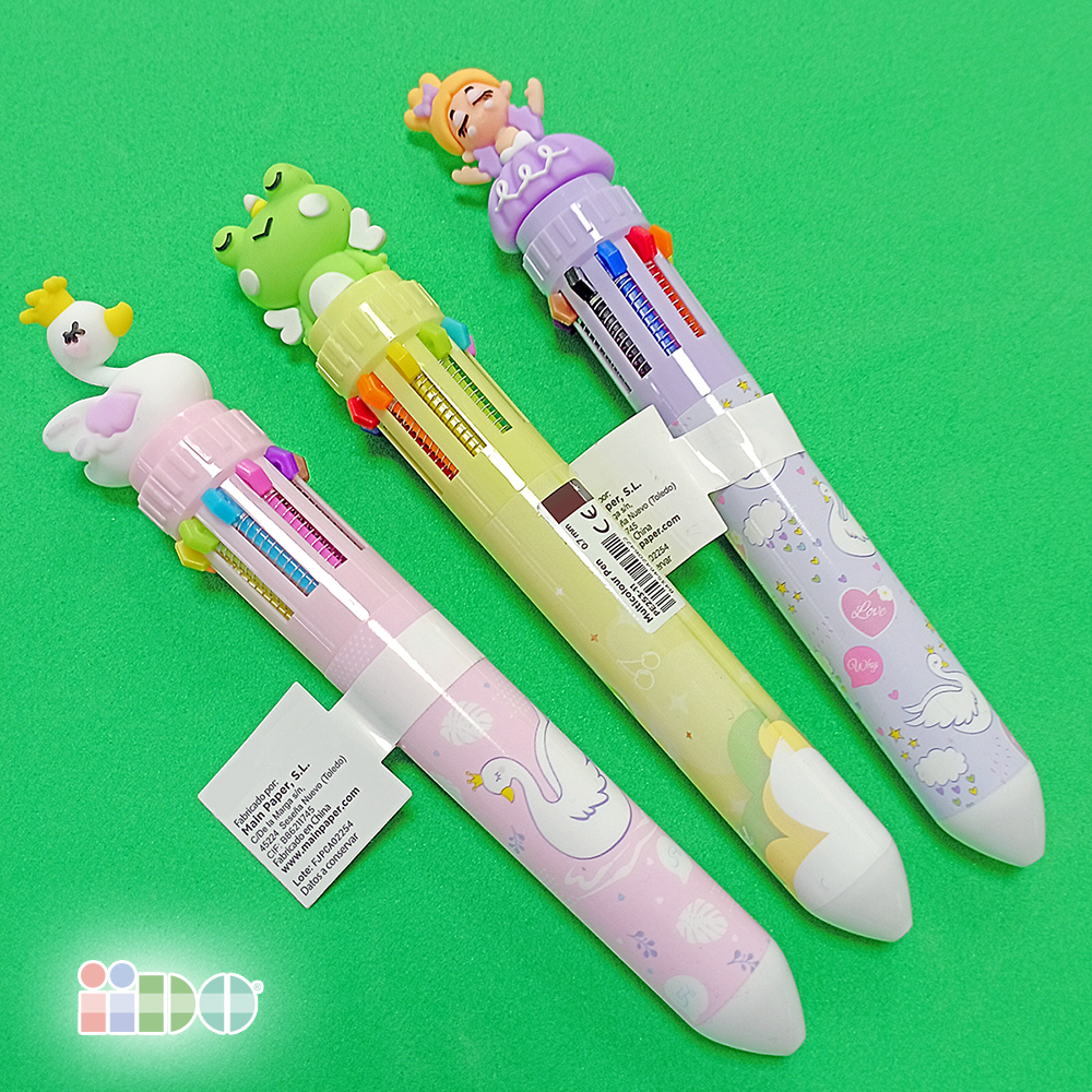 penne multicolor con personaggi kawaii in gomma, cigno, principessa, rana, da iido a Roma
