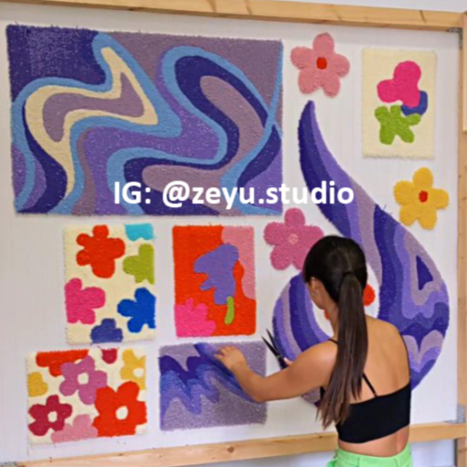 artista del tufting, crea tappeti artistici, in instagram zeyu.studio - Consigliati d iido, Roma