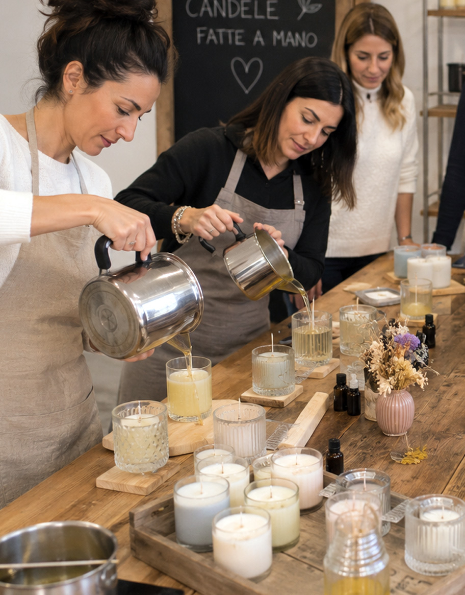 laboratorio di gruppo per la creazione di candele profumate